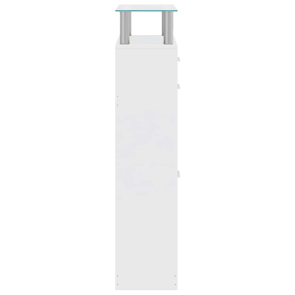 Ormarić za cipele s ladicom i staklenom policom drvo bijelo - number 4.