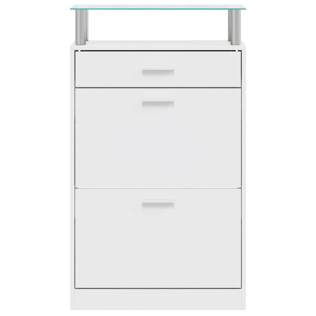 Ormarić za cipele s ladicom i staklenom policom drvo bijelo - number 3.