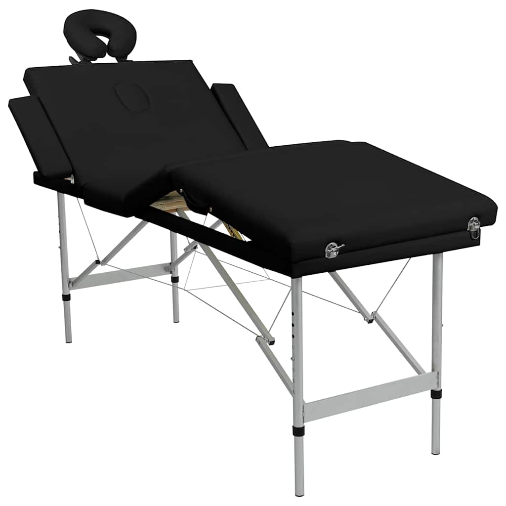 Massagebord foldbart 4 zoner aluminiumsstel sort - number 1.