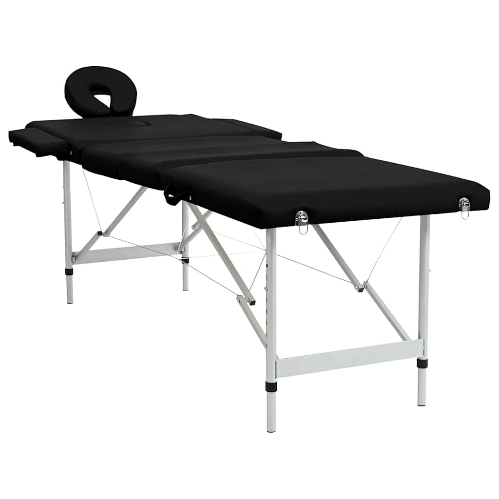 Massagetafel opvouwbaar 4 zones aluminium frame zwart - number 2.