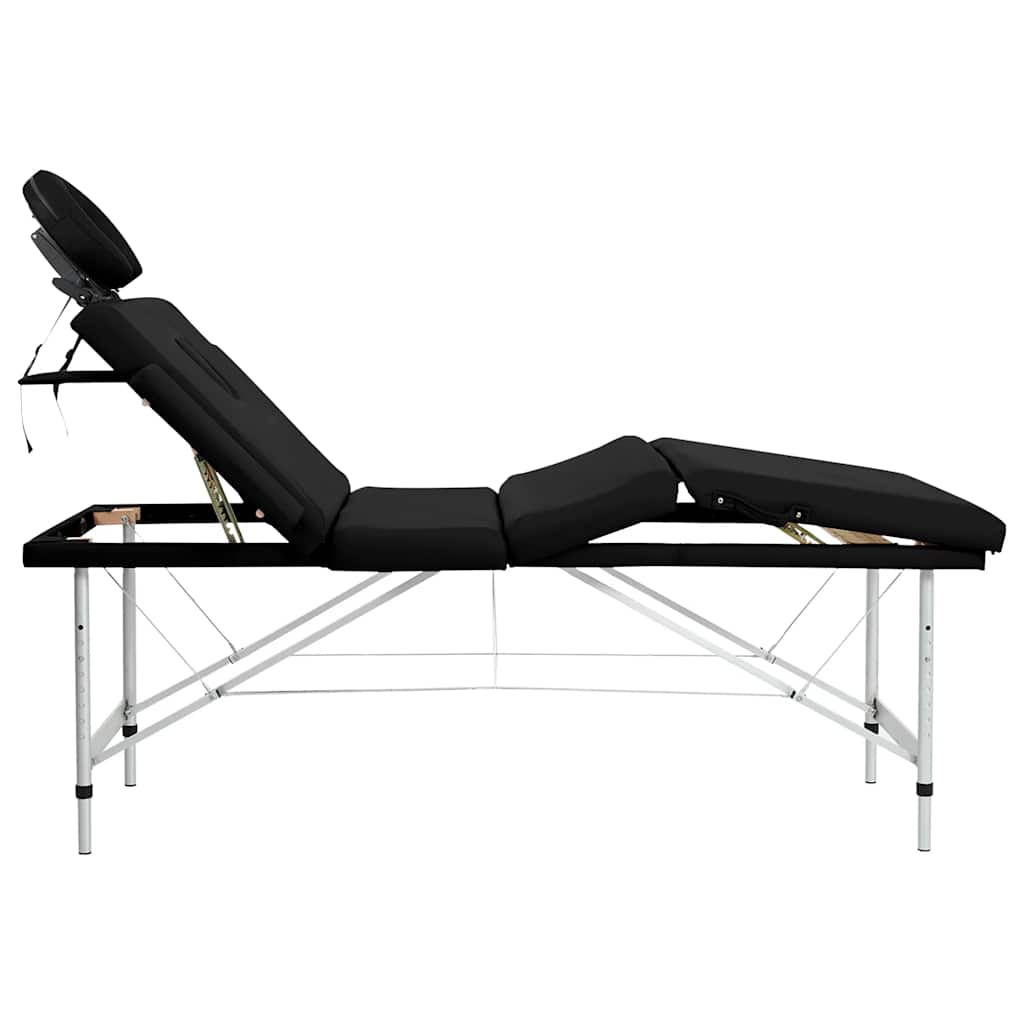 Massagetafel opvouwbaar 4 zones aluminium frame zwart - number 4.