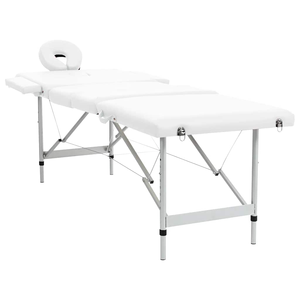 Cremefarvet sammenfoldeligt massagebord med aluminiumsstel,4 zoner - number 2.