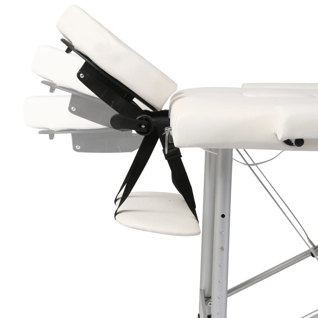 Cremefarvet sammenfoldeligt massagebord med aluminiumsstel,3 zoner - number 3.
