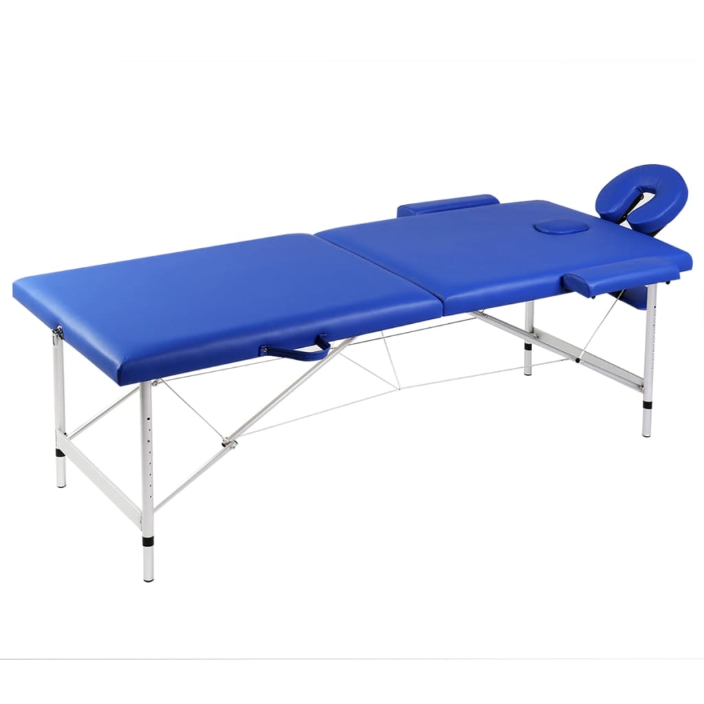 Sammenfoldeligt massagebord med aluminiumsstel 2 zoner - blå - number 1.