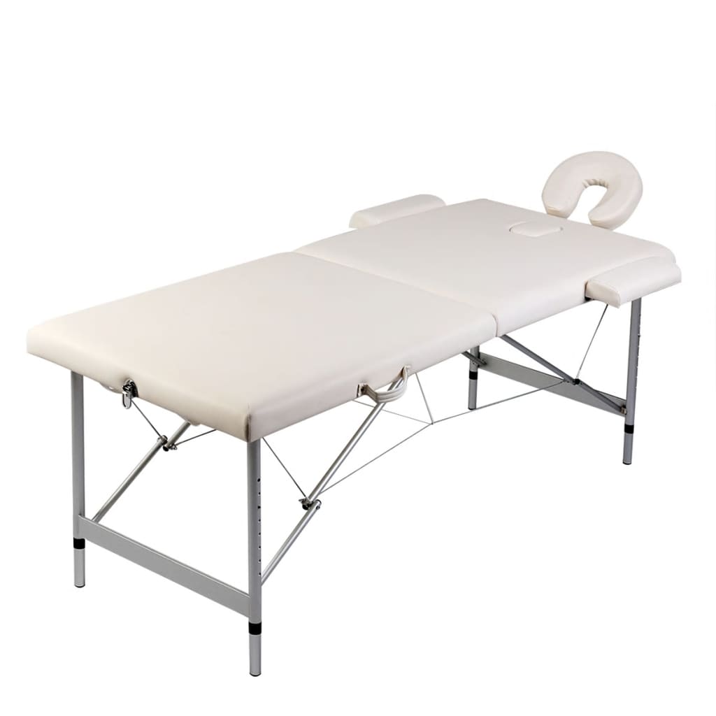 Sammenfoldeligt massagebord med aluminiumsstel 2 zoner creme - number 1.