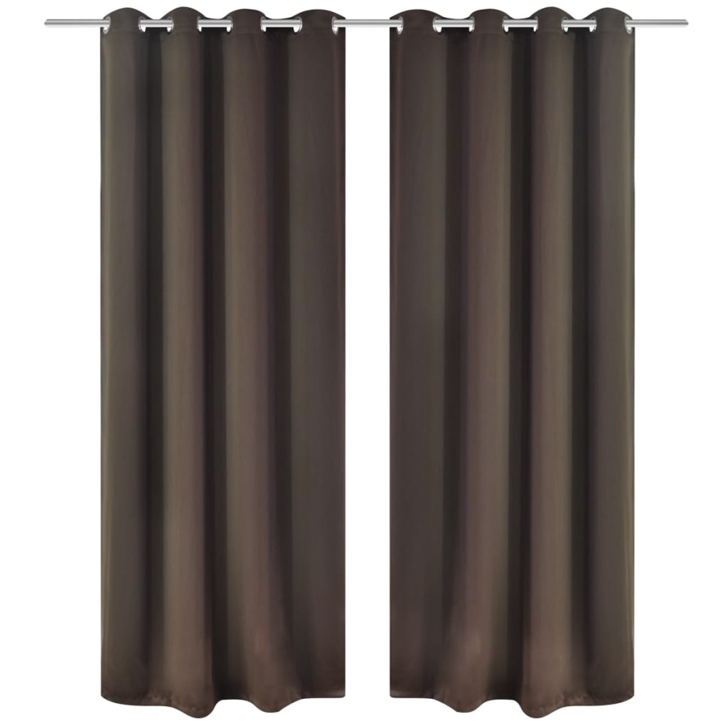 2 stk brun blackout gardiner med metal ringe 135 x 245 cm - number 1.