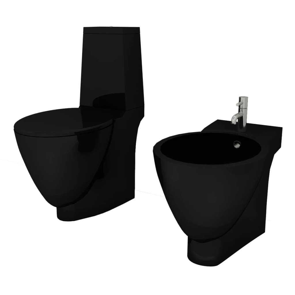 Ensemble wc et bidet en céramique noire - number 2.