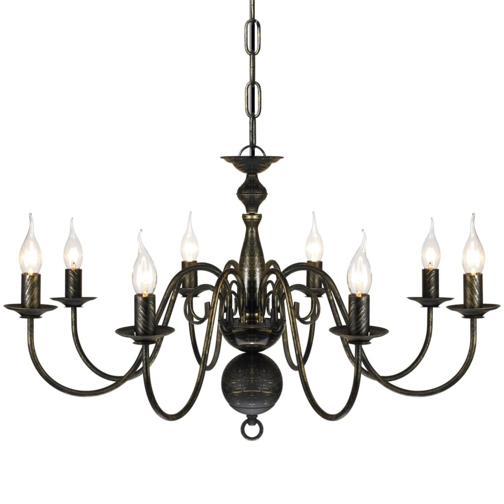 Lustre x ampoules e14 aspect antique métal - noir, 80 x 45 cm, 1, 8 - number 4.