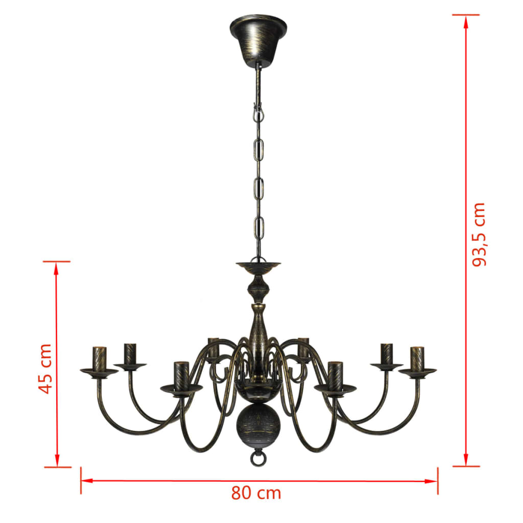 Lustre x ampoules e14 aspect antique métal - noir, 80 x 45 cm, 1, 8 - number 6.