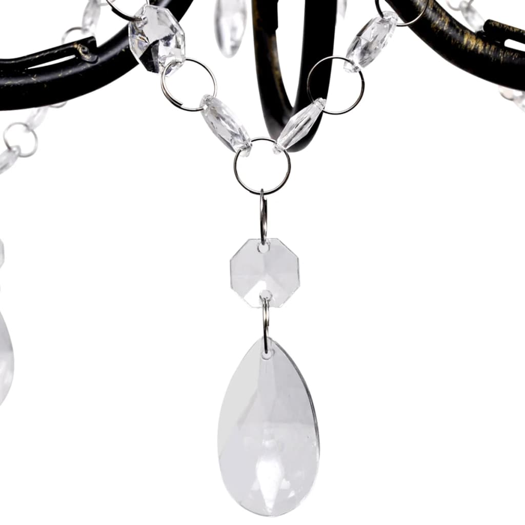 Black chandelier in art noveau style with crystal beads, 3 x e14 bulbs - number 3.