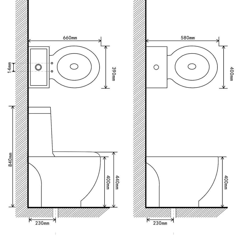 Ensemble de toilette et bidet en céramique blanche - number 10.