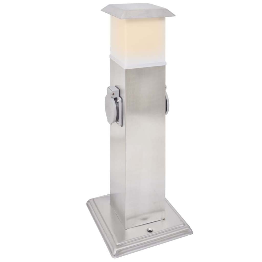 Kontaktsokkel med lampe til haven i rustfrit stål - number 5.