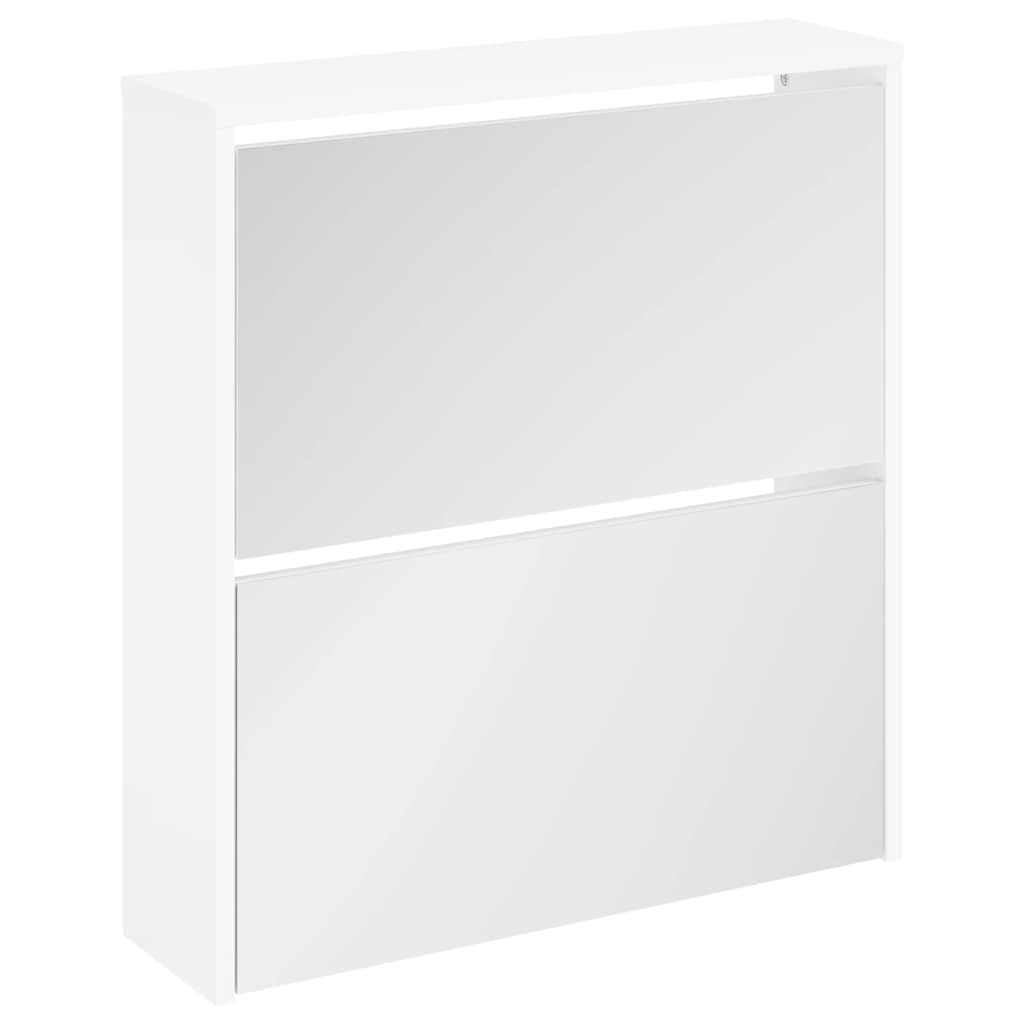 Ormarić za cipele s 2 police i ogledalom 63x17x67 cm - bijeli, 1,67 cm - number 2.