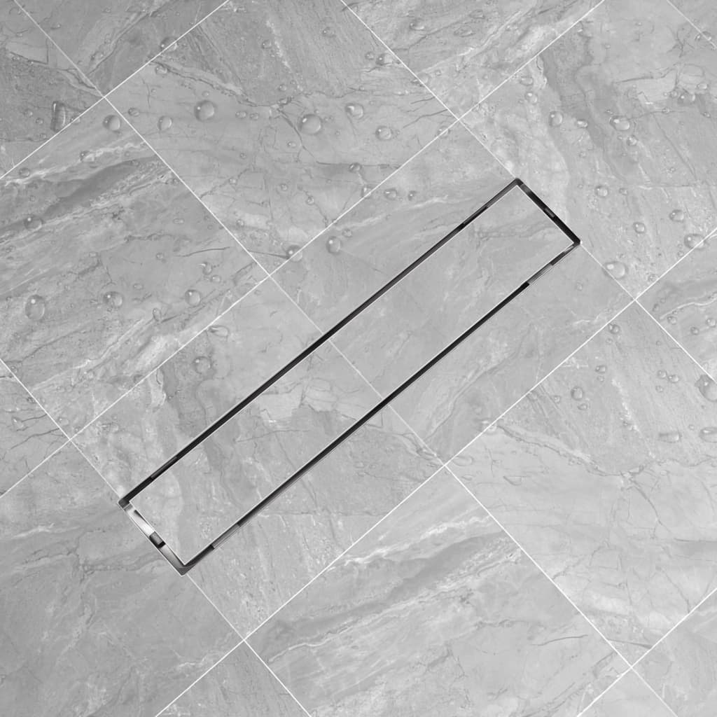 Lineært bruseafløb 630x140 mm rustfrit stål - 63 x 14 cm, fliseindsats - number 1.