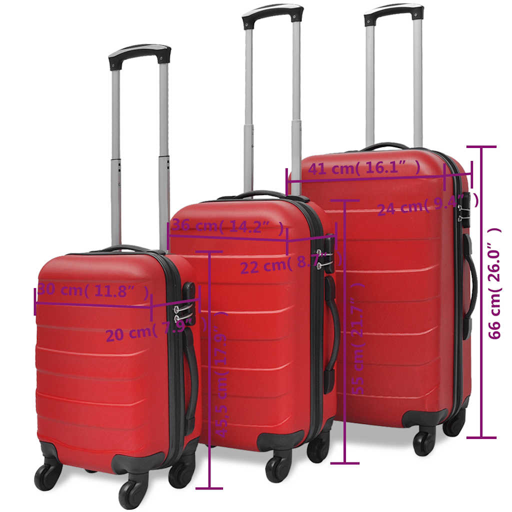 Hartschalen-trolley-set 45,5/55/66 cm - rot, 1, 4 - number 6.
