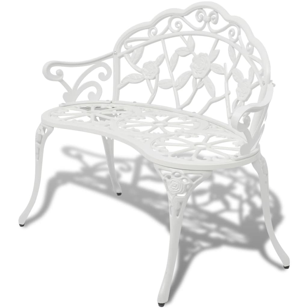 Havebænk 100 cm støbt aluminium - hvid, 1, x - number 1.