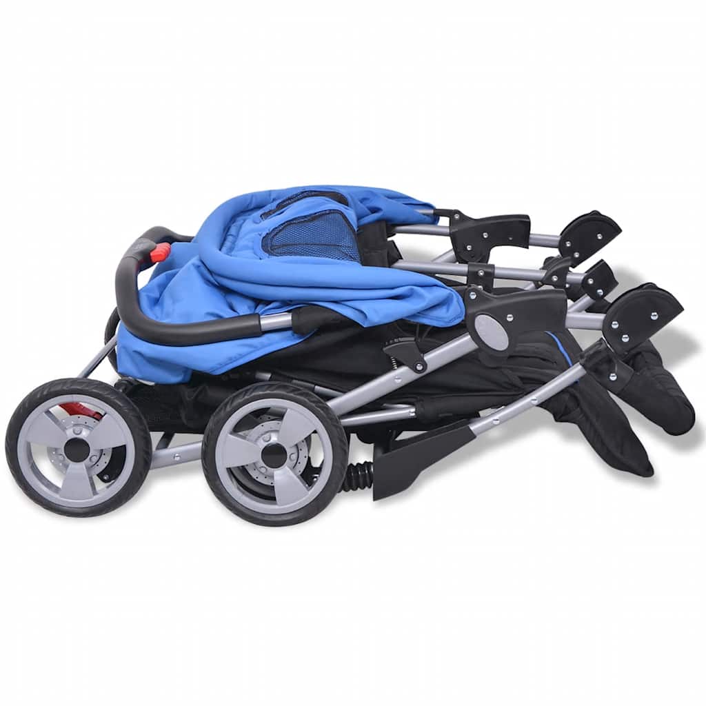 Kolica za blizance čelična plava i crna - number 7.