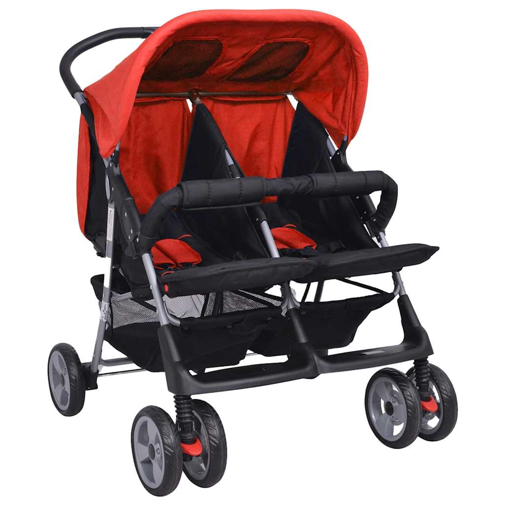 Kolica za blizance čelična crvena i crna - number 3.