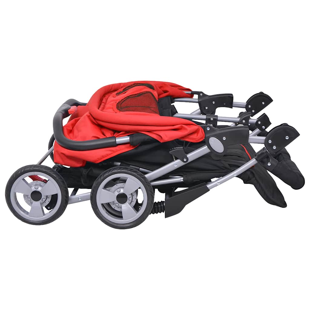 Kolica za blizance čelična crvena i crna - number 7.