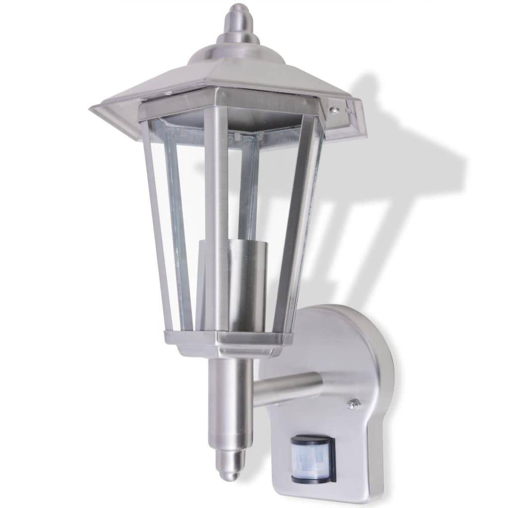 Outdoor uplighting wall lantern with sensor in stainless steel - number 2.