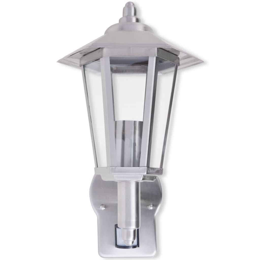 Outdoor uplighting wall lantern with sensor in stainless steel - number 3.