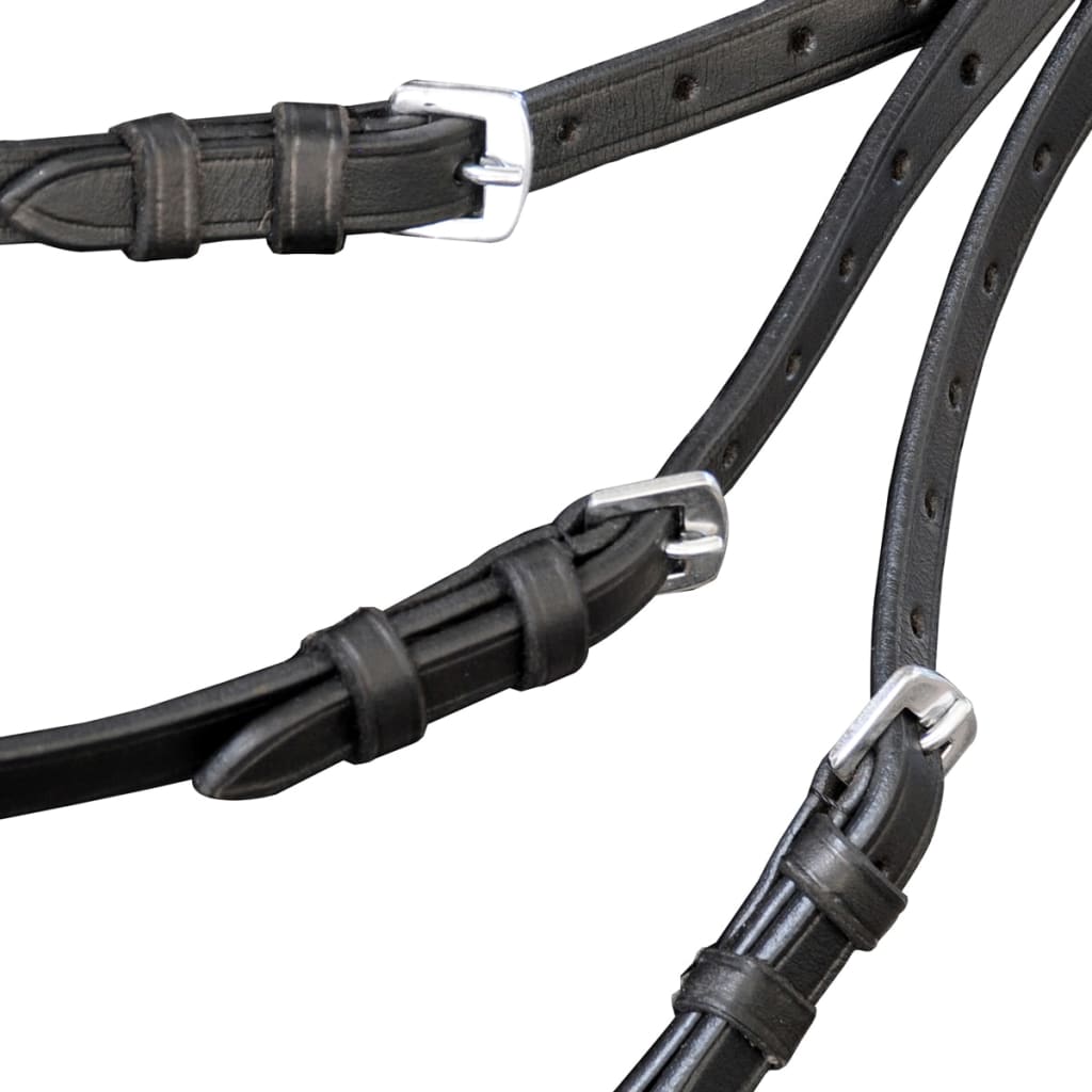 Flash hovedtøj med tøjler og bid læder - sort, cob - number 3.