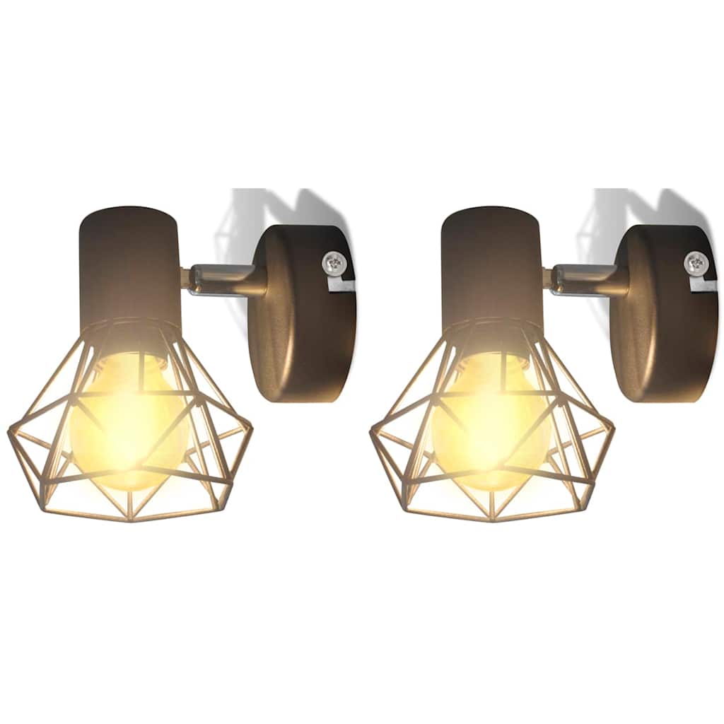 Wall lamps 2 pcs. with led bulbs industrial style black - number 2.