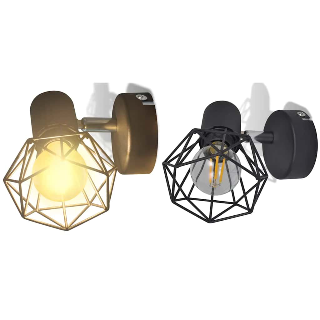 Wall lamps 2 pcs. with led bulbs industrial style black - number 3.