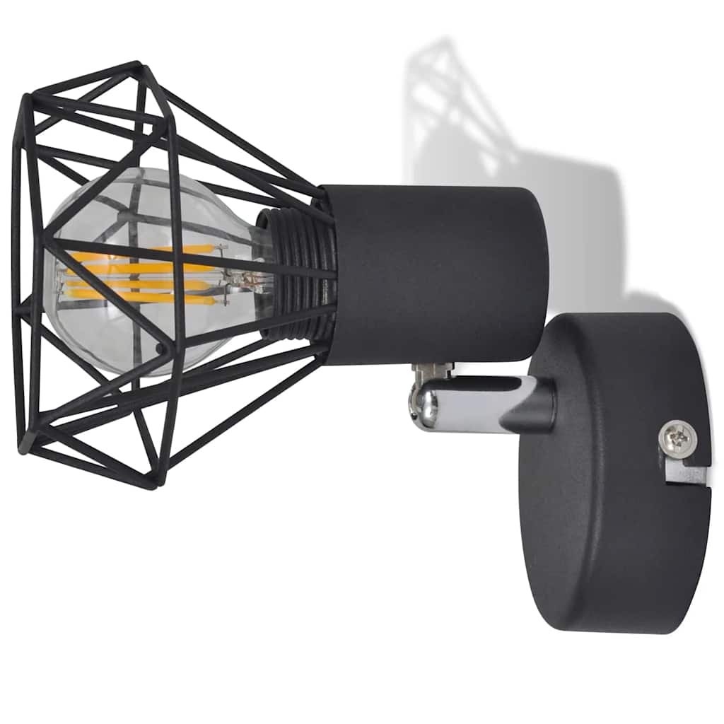 Wall lamps 2 pcs. with led bulbs industrial style black - number 9.