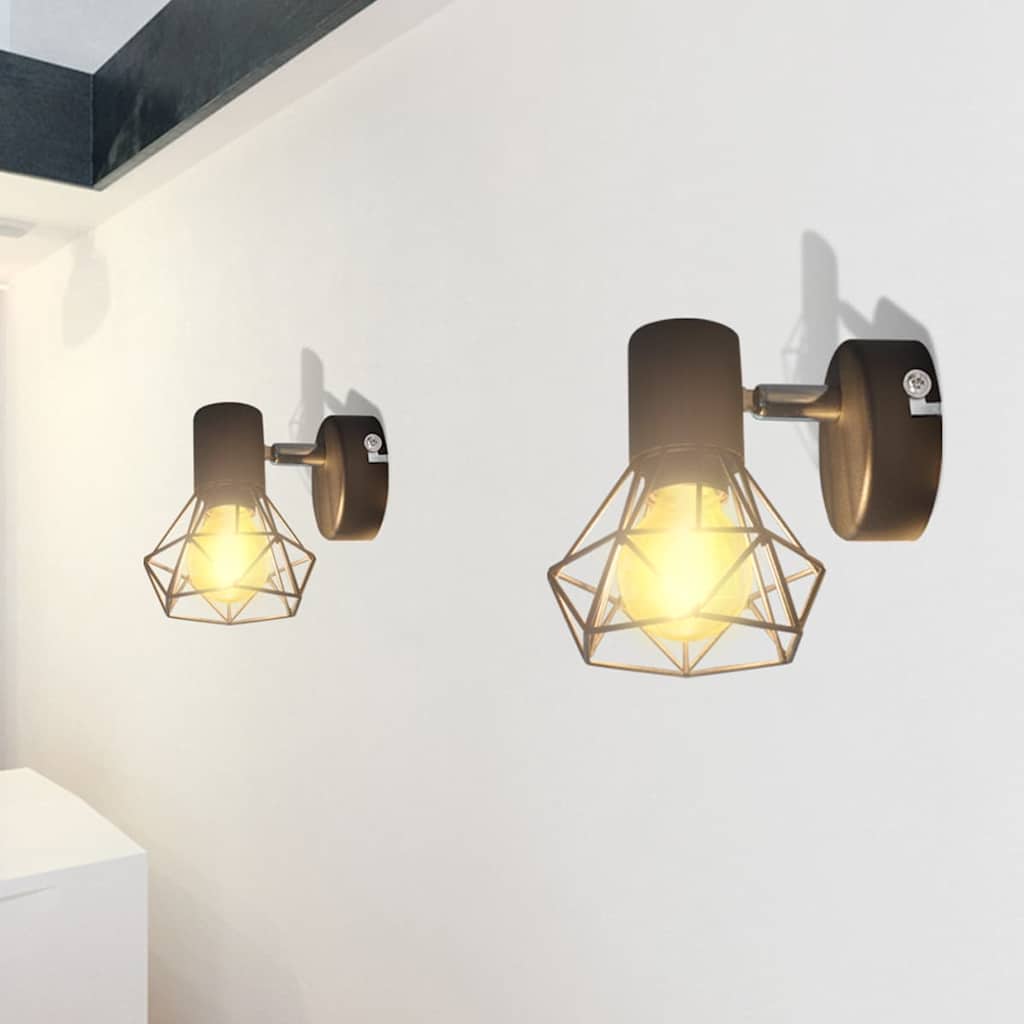 Wall lamps 2 pcs. with led bulbs industrial style black - number 11.