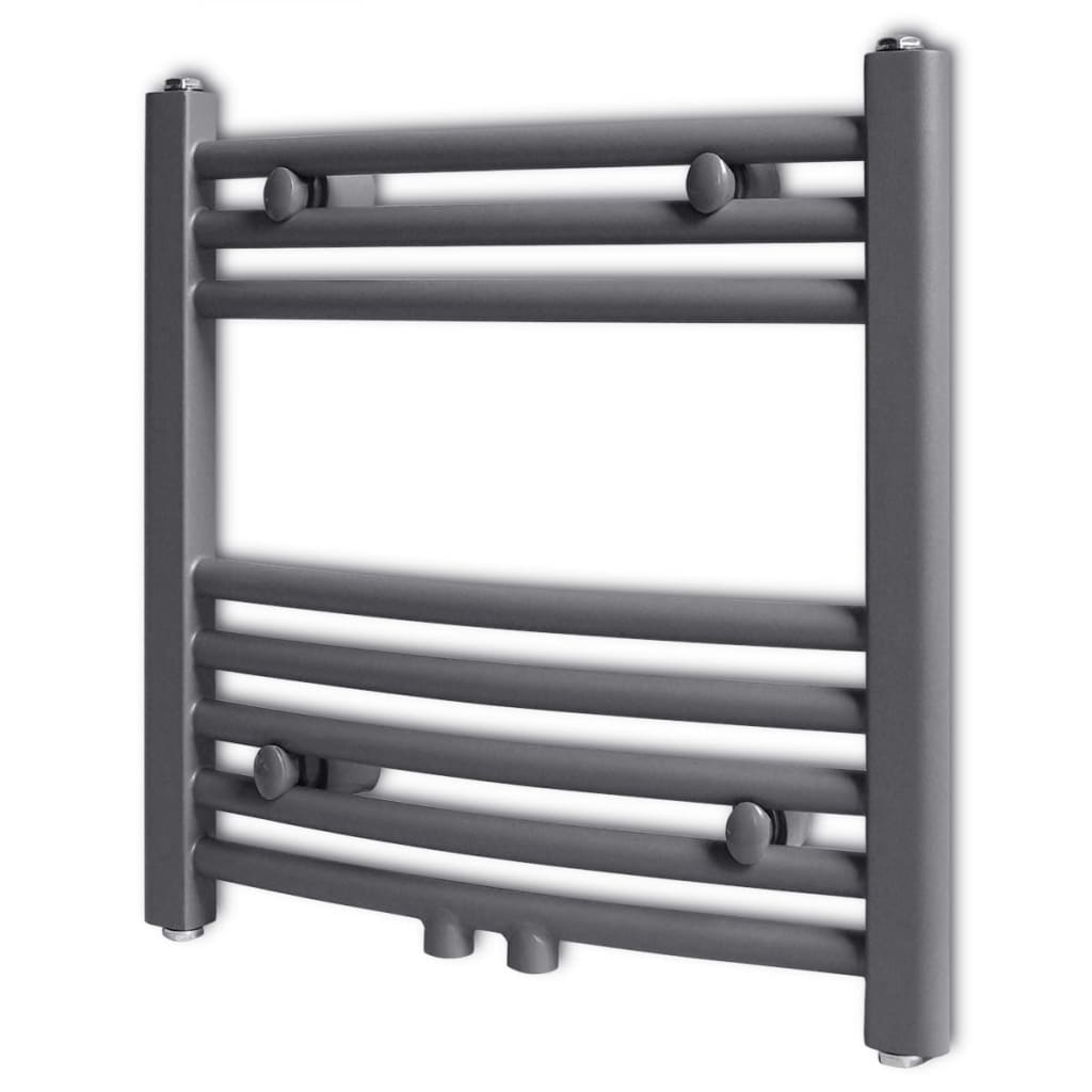 Håndklæderadiator 480x480 mm centralvarme buet grå - number 1.
