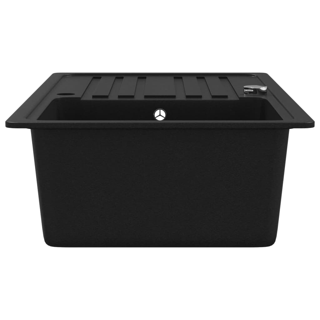 Diskbänk i granit med vändbar avloppsbricka - svart - number 6.