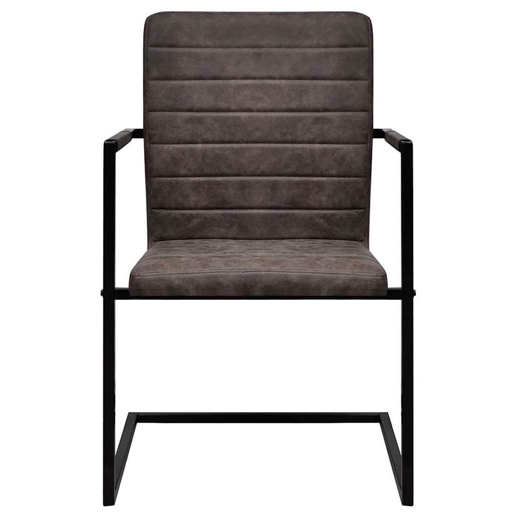 Spisebordsstoler 2 stk. cantilever design kunstskinn brun - number 3.