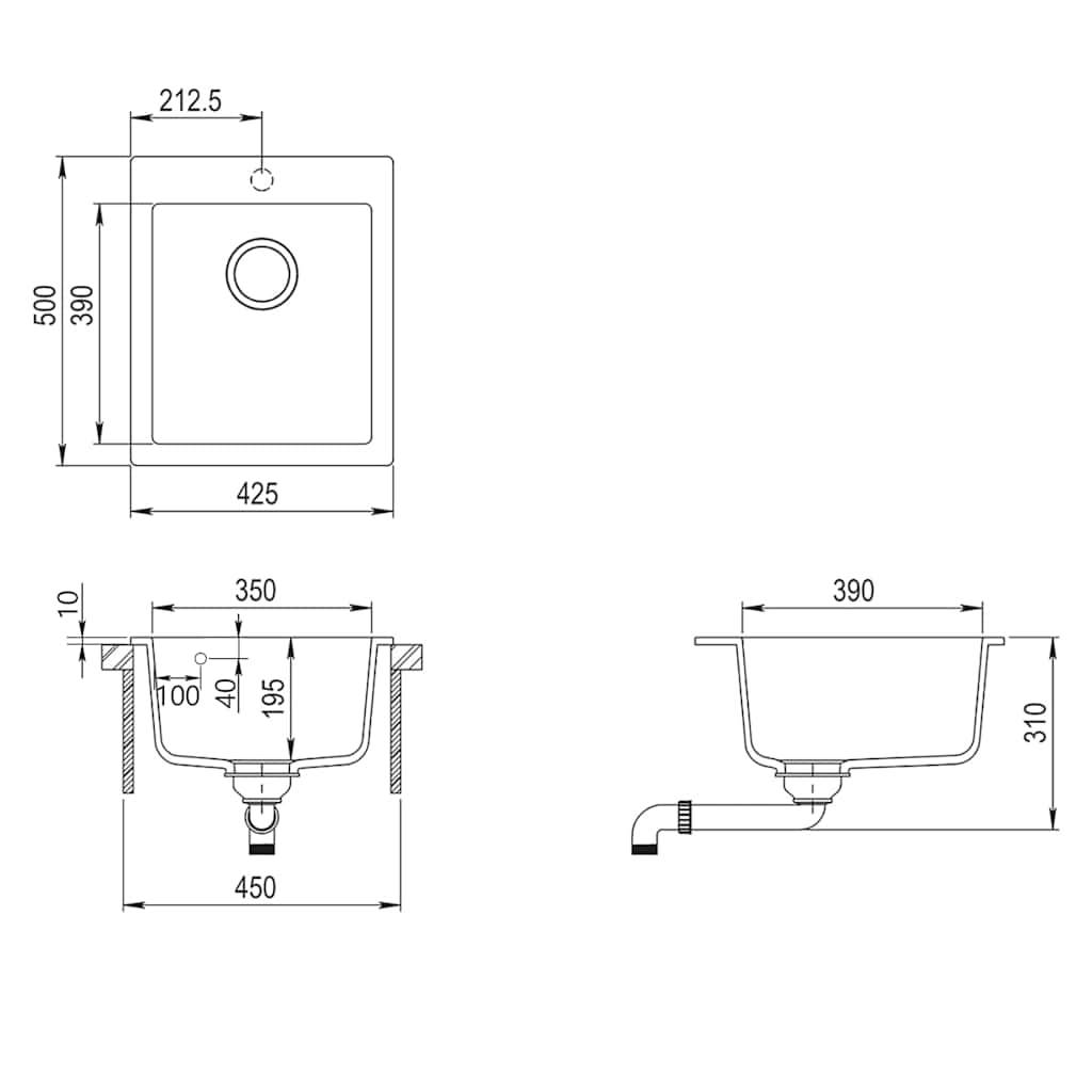 Nedfällbar diskho för kök enkel diskho granit - grå - number 7.
