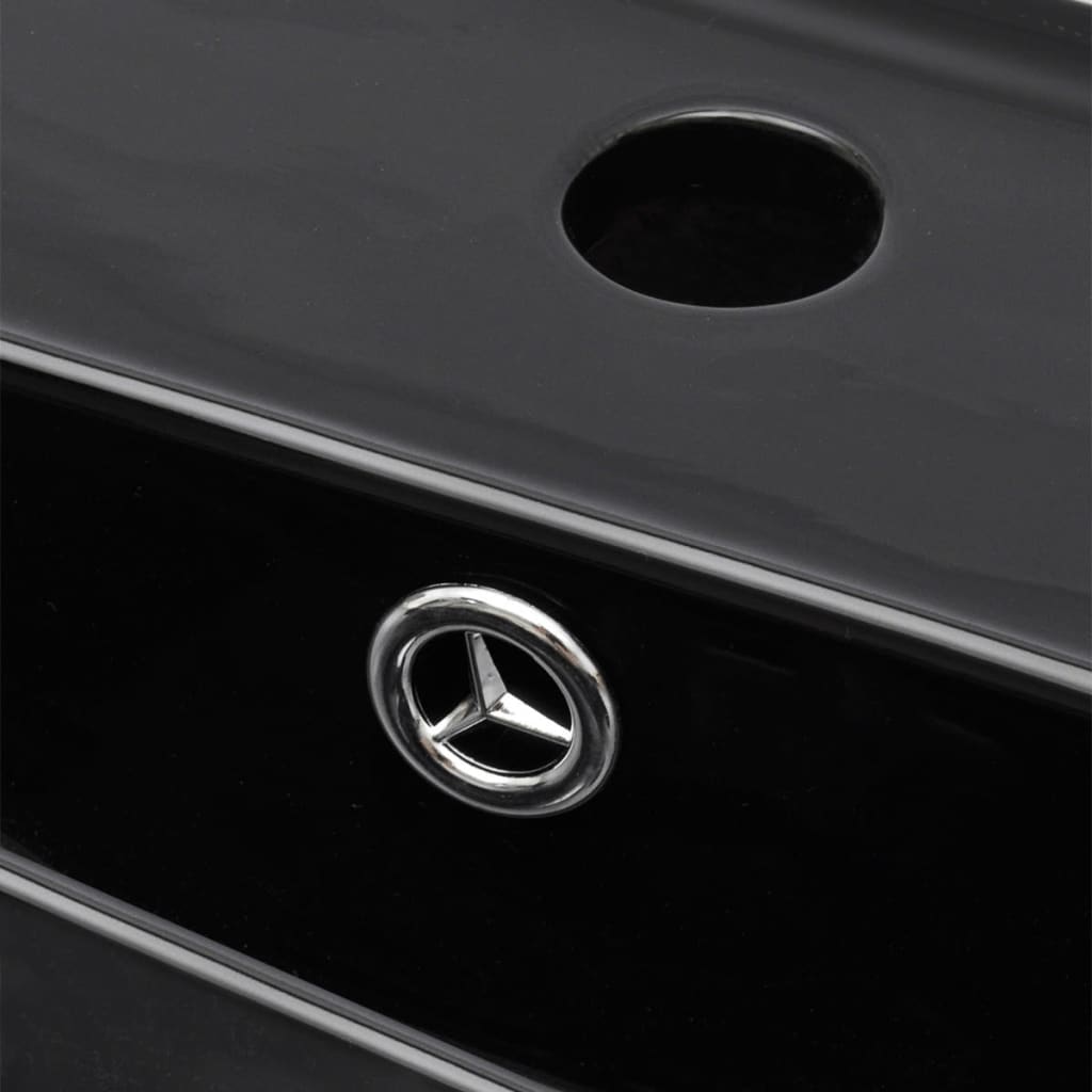 Keramiskt tvättställ bräddavloppshål fyrkantig - svart - number 5.