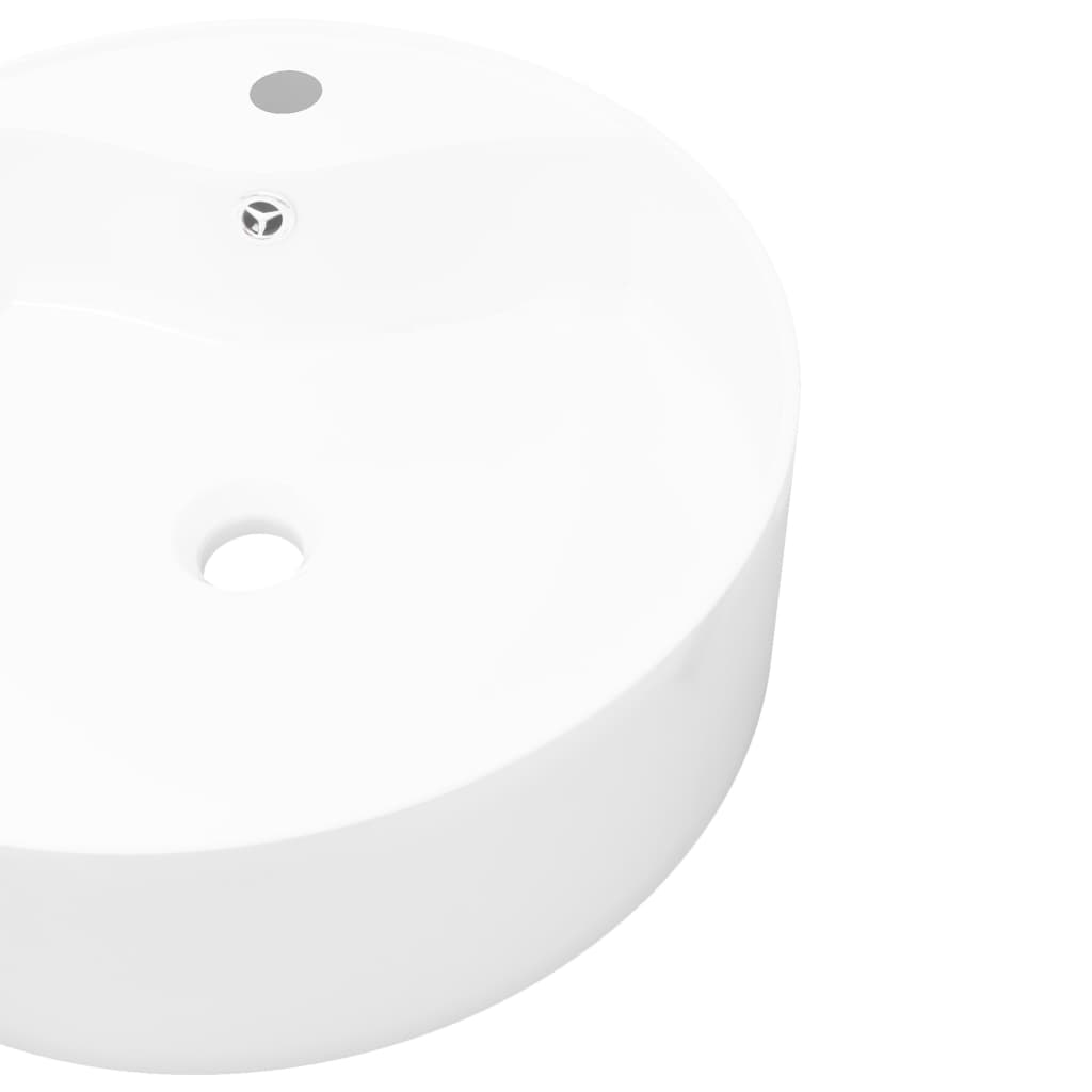 Keramisk diskbänk överloppsblandare hål rund vit - number 4.