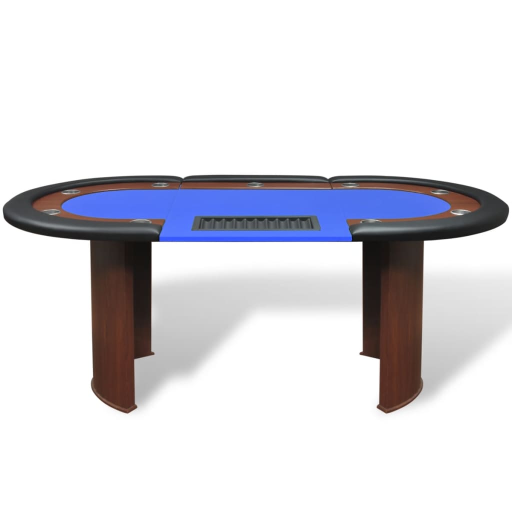 10 pers. pokerbord med dealerområde og jetonholder blå - number 2.