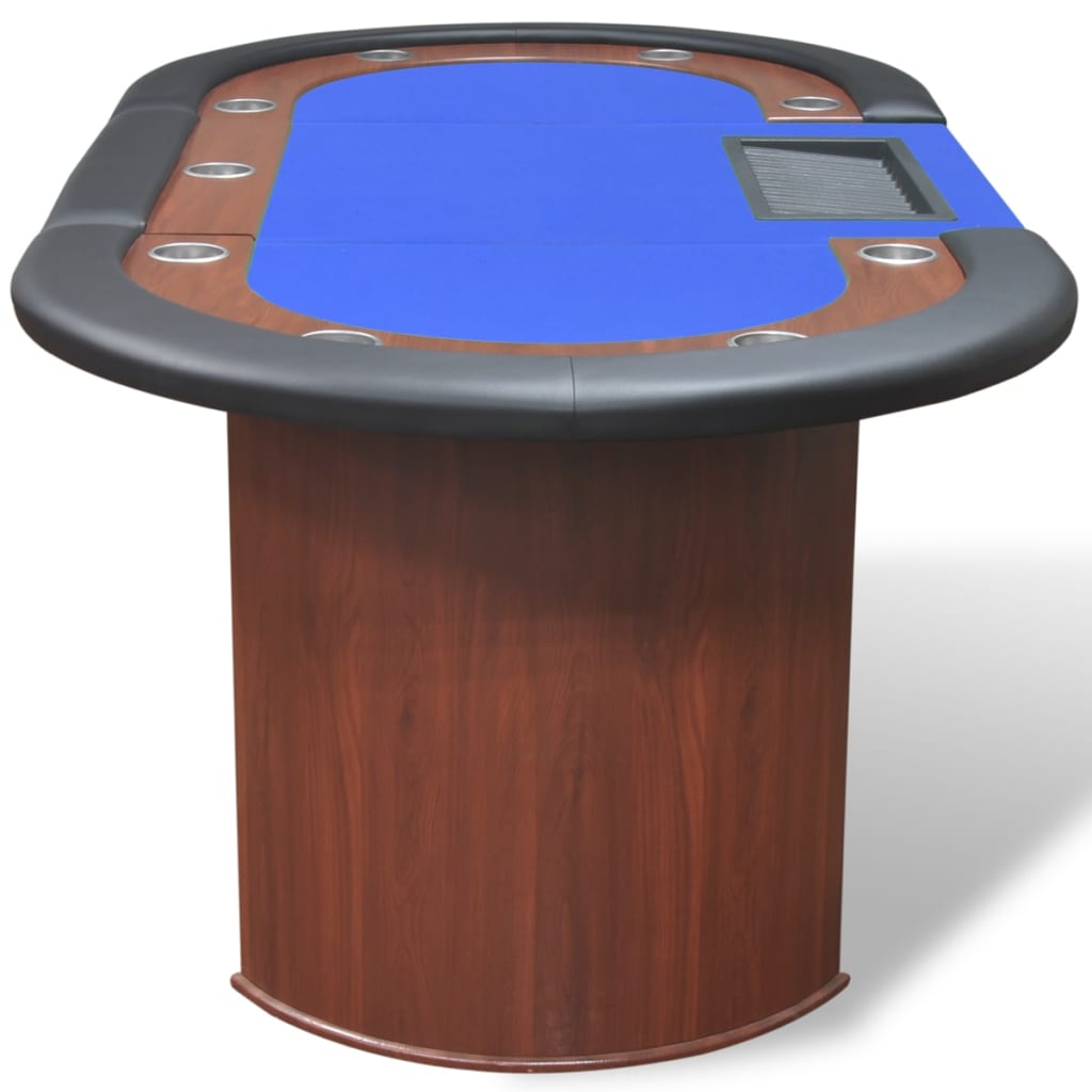 10 pers. pokerbord med dealerområde og jetonholder blå - number 5.