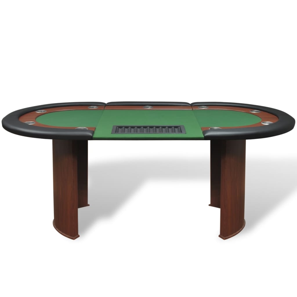 10 pers. pokerbord med dealerområde og jetonholder grøn - number 2.