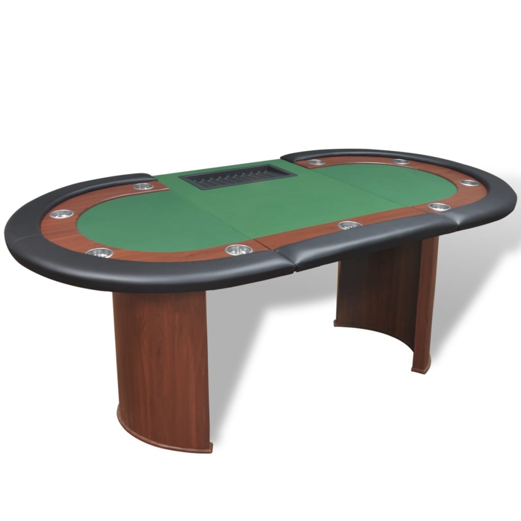 10 pers. pokerbord med dealerområde og jetonholder grøn - number 4.