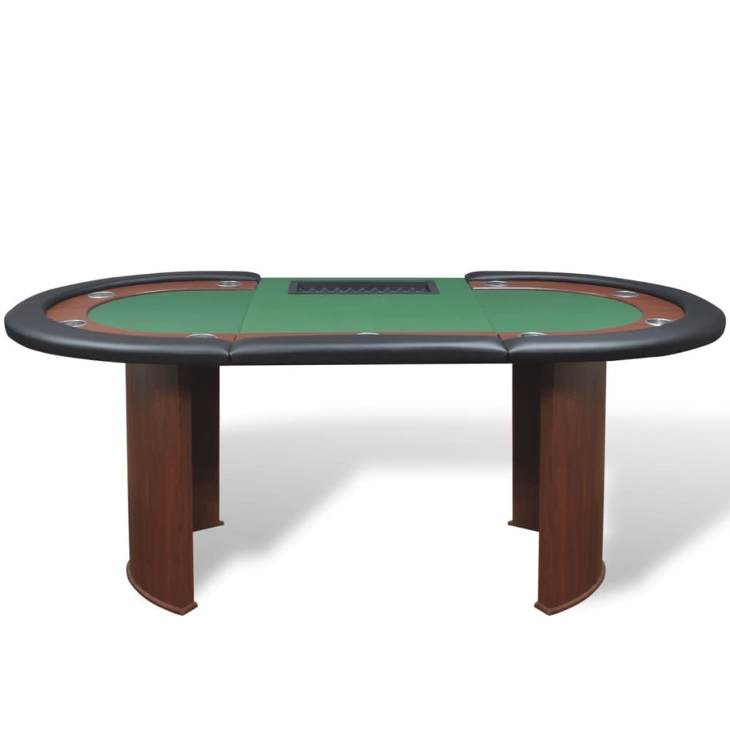 10 pers. pokerbord med dealerområde og jetonholder grøn - number 3.
