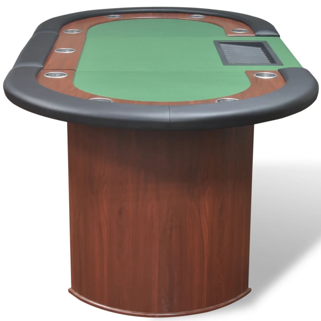 10 pers. pokerbord med dealerområde og jetonholder grøn - number 5.