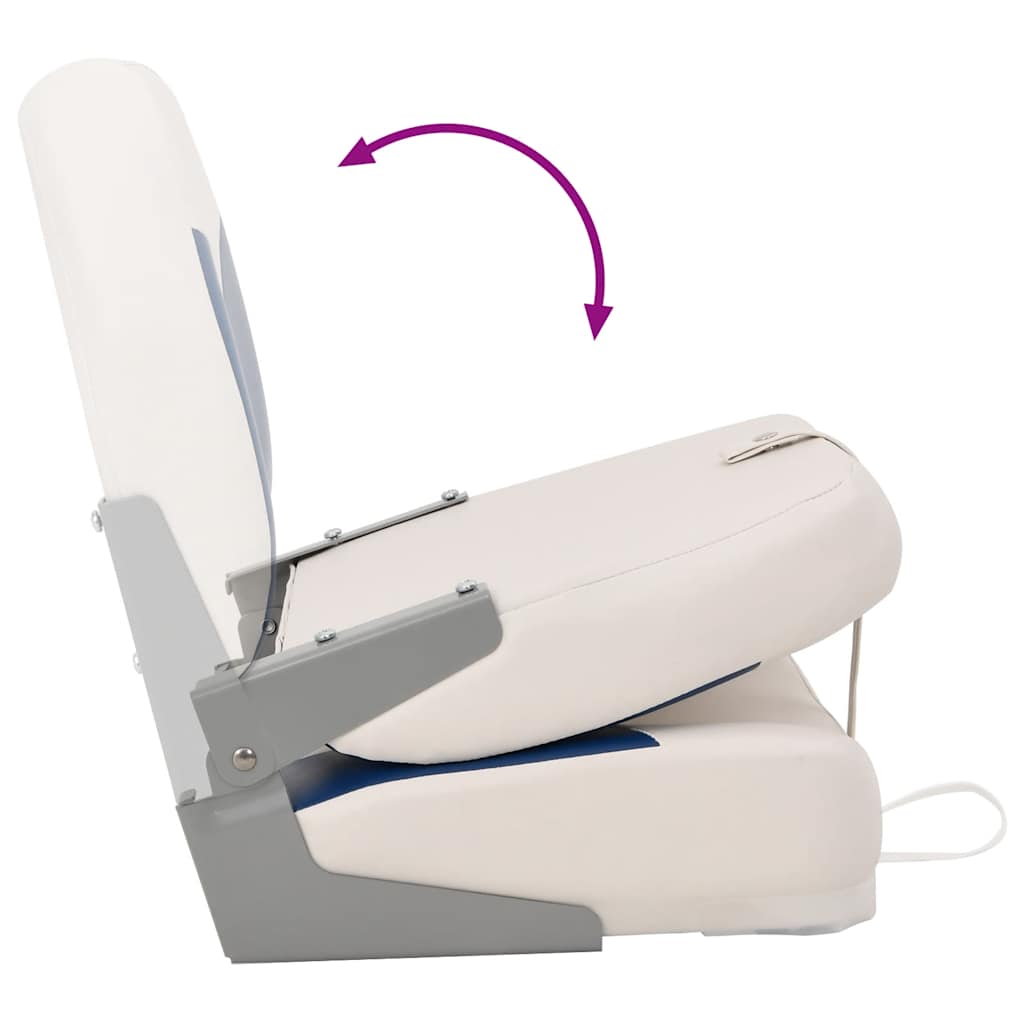 Foldbart bådsæde 2 dele med pude blå og hvid - number 12.