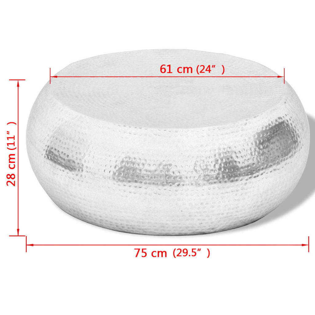 Sofabord hamret aluminium sølvfarvet - number 4.