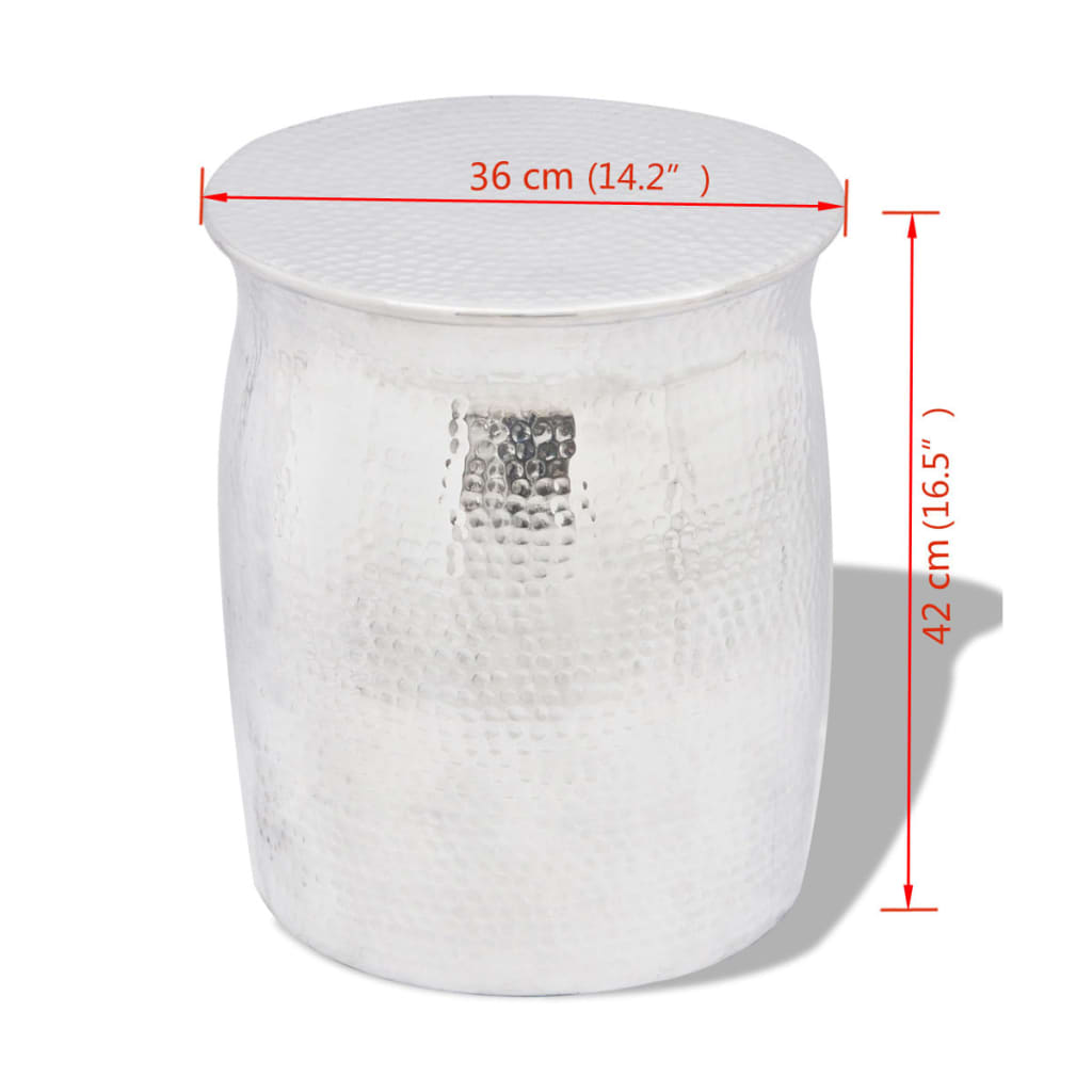 Stołek/stolik pomocniczy aluminium młotkowane kolor srebrny - srebrny, 1,42 cm - number 4.