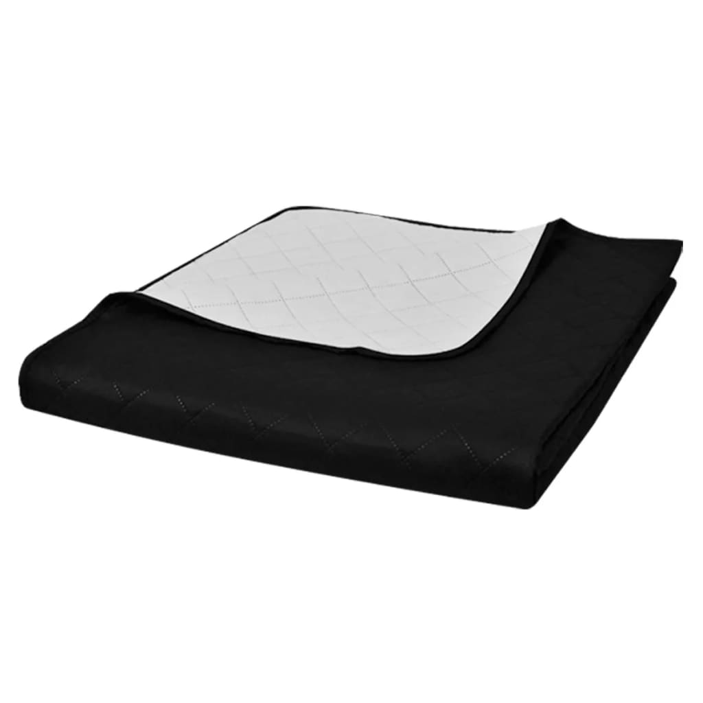 Dobbeltsidet quiltet sengetæppe sort/hvid - sort og hvid, 220 x 240 cm, 1 - number 1.