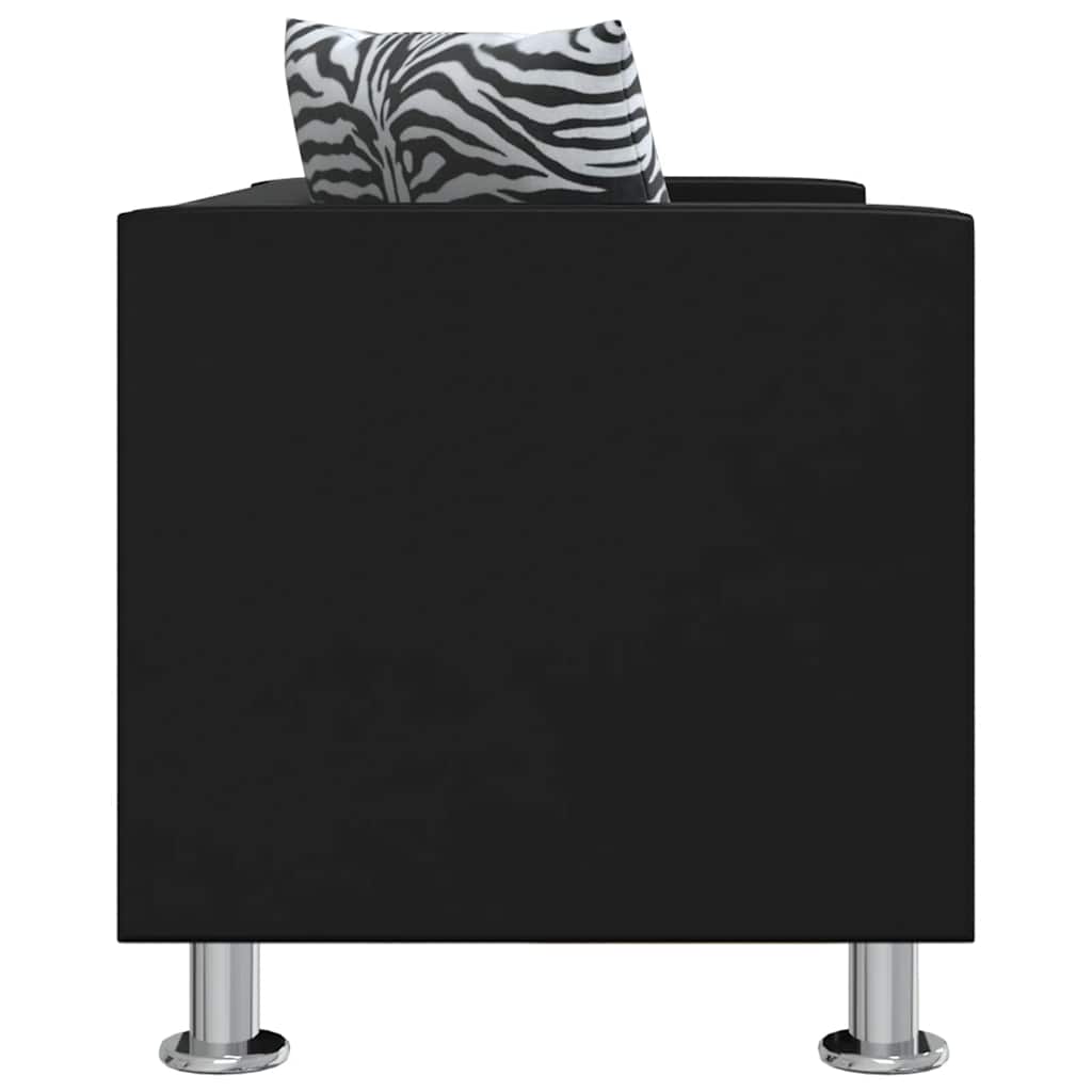 Sofasæt 3-pers. og 2-pers. kunstlæder sort - number 8.