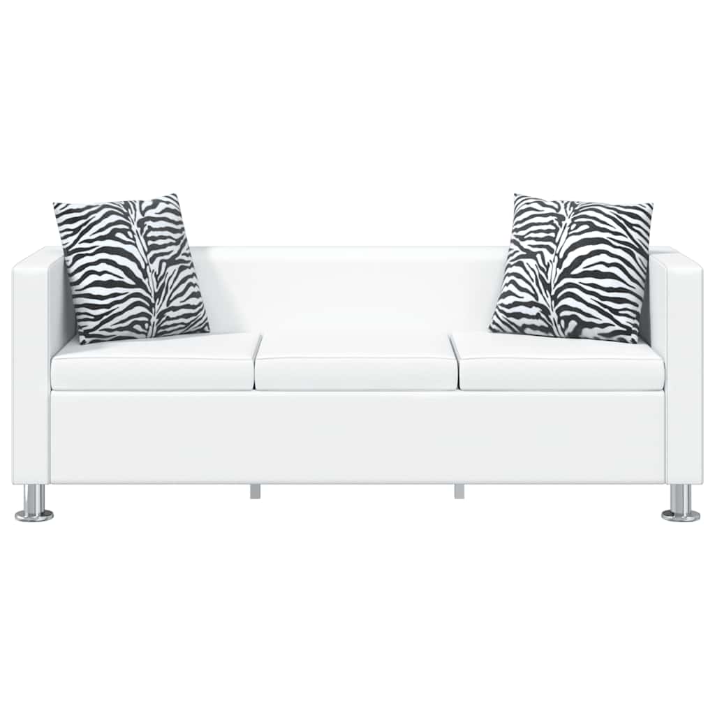 3-manns sofasett og 2-pers. sofa kunstskinn hvit - number 3.