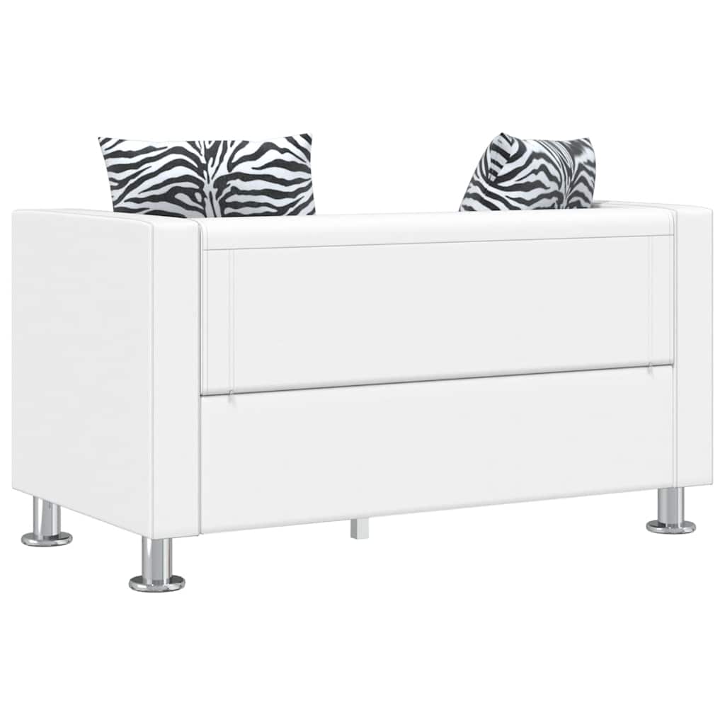 3-manns sofasett og 2-pers. sofa kunstskinn hvit - number 9.