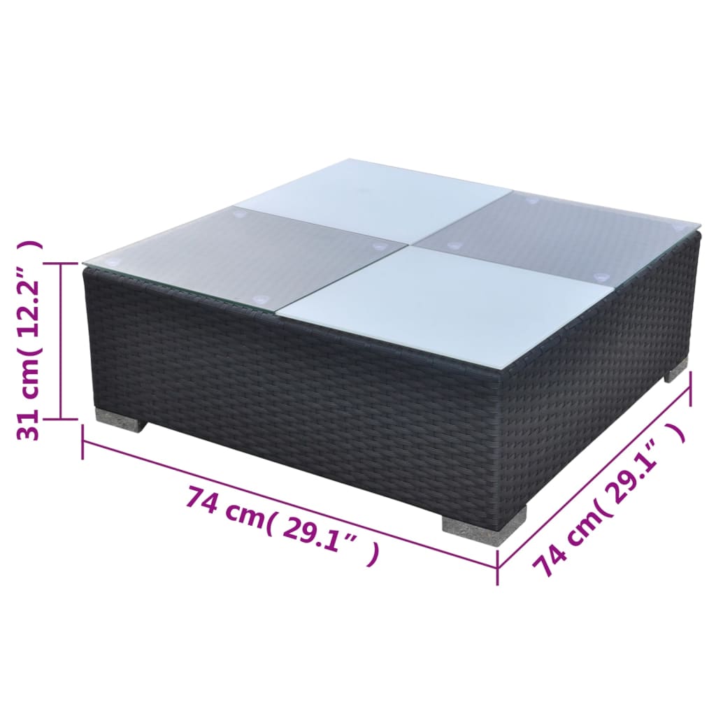 Lounge garnitura za vrt 5 dijelova s jastucima od poliratana crna - number 12.